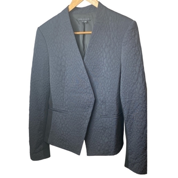 Theory Open Front Lanei Fritella Textured Blazer in black Size 0 - Picture 4 of 10